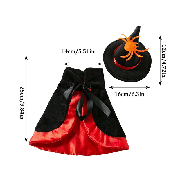 Halloween Pet Costume With Witch Hat Small Dog