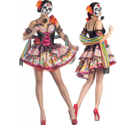 Halloween Costumes for Women Skull Flower Fairy Ghosts Bride Dress