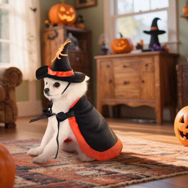 Halloween Pet Costume With Witch Hat Small Dog